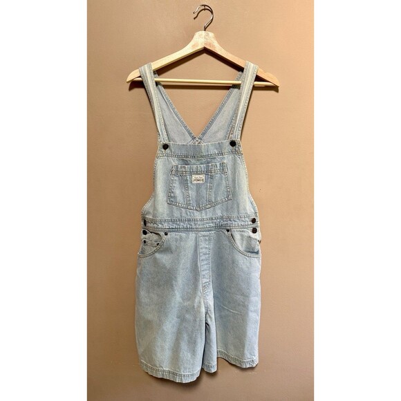 Vintage Levis Bib Womens Overalls Shorts Shortalls 90s Y2K Size XL Light Wash - Picture 1 of 15